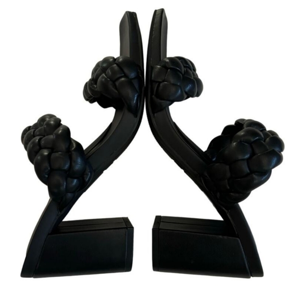 NWOT-MIA Women’s Maine Black Braided Strap Slip On Heeled Sandals Size 6.5 - Picture 5 of 7